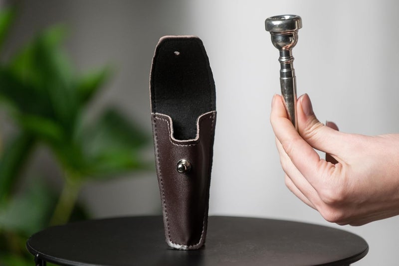 Artone Trumpet MOUTHPIECE POUCH. Single holder for trumpet mouthpieces, crafted from Faux leather case. Protective mouthpiece bag Secure storage. Gift for trumpeter. Trumpet accessories (Brown, Pouch Single) - Image 3